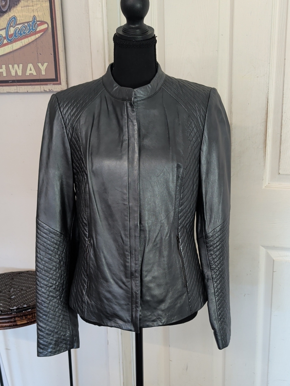 Classiques Entier Dark Silver quilted leather jacket